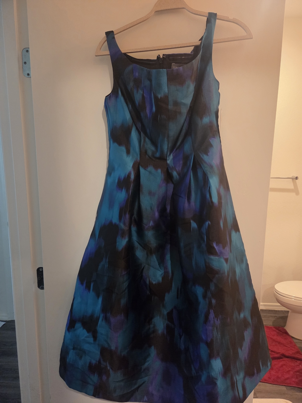 Donna Ricco Teal, Blue & Black Abstract Midi Dress